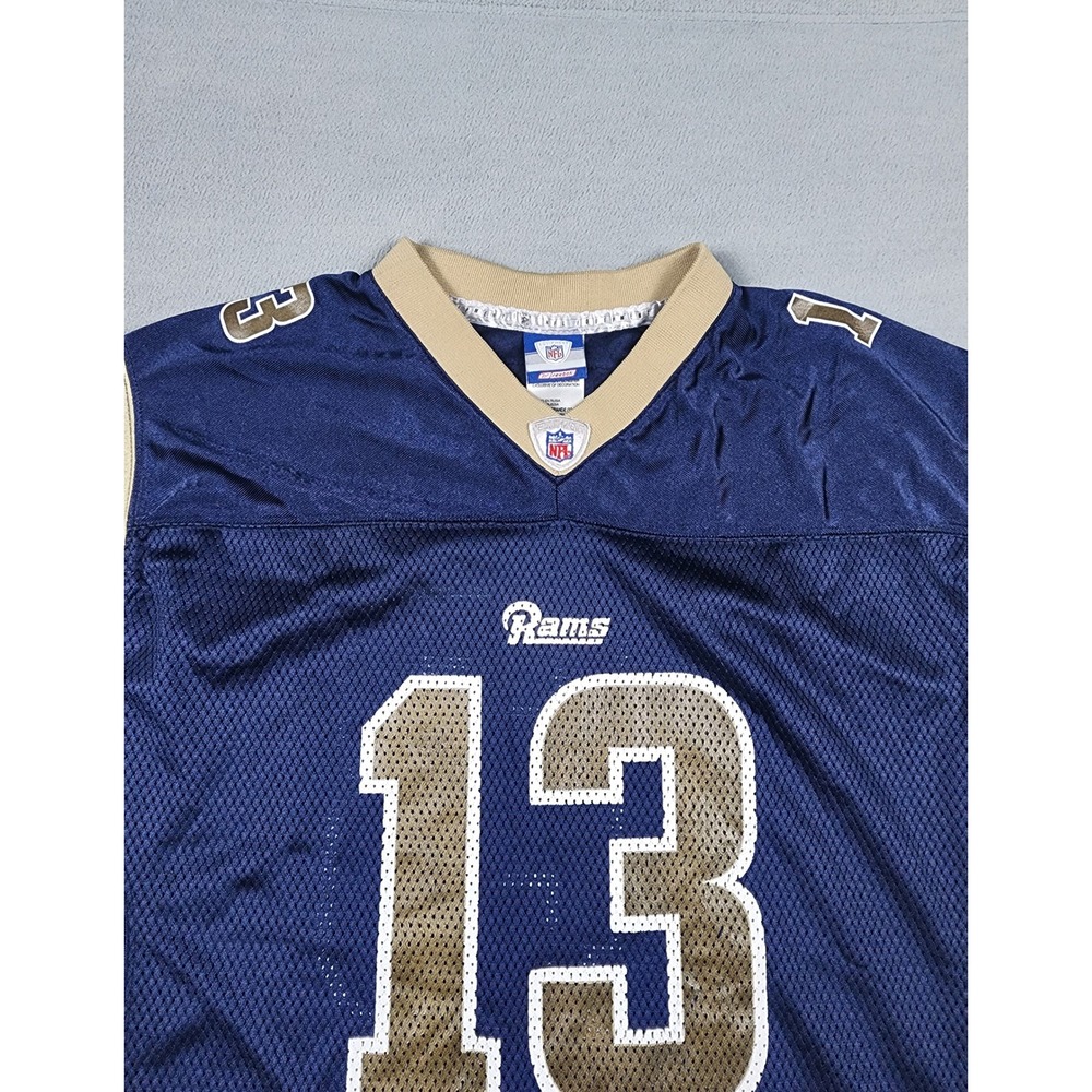 Vintage Reebok St Louis Rams Kurt Warner 13 Jersey Youth XL 18-20 NFL Y2K Navy - Picture 4 of 12